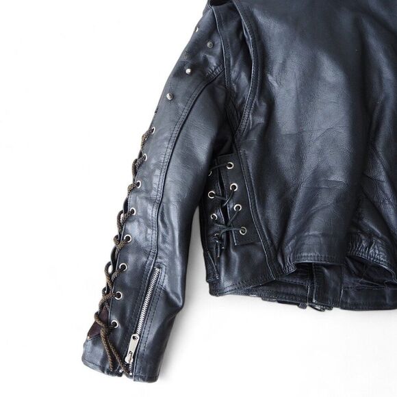 UMR Vintage Y2K Grunge Punk Spiked / Studded Biker Leather Jacket Women's M - Picture 9 of 11
